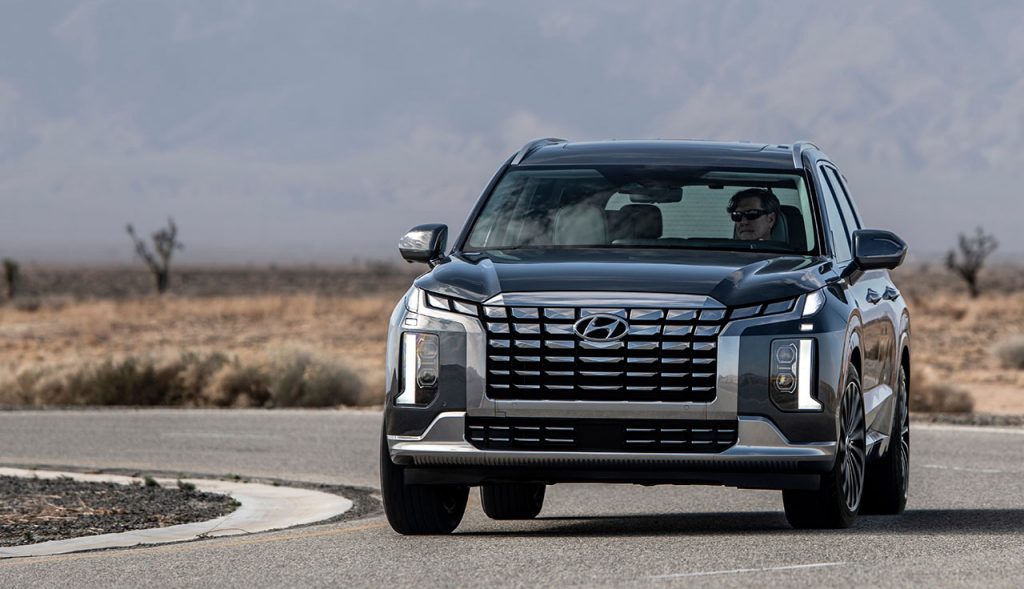 The refreshed 2023 Hyundai Palisade takes to the highway.