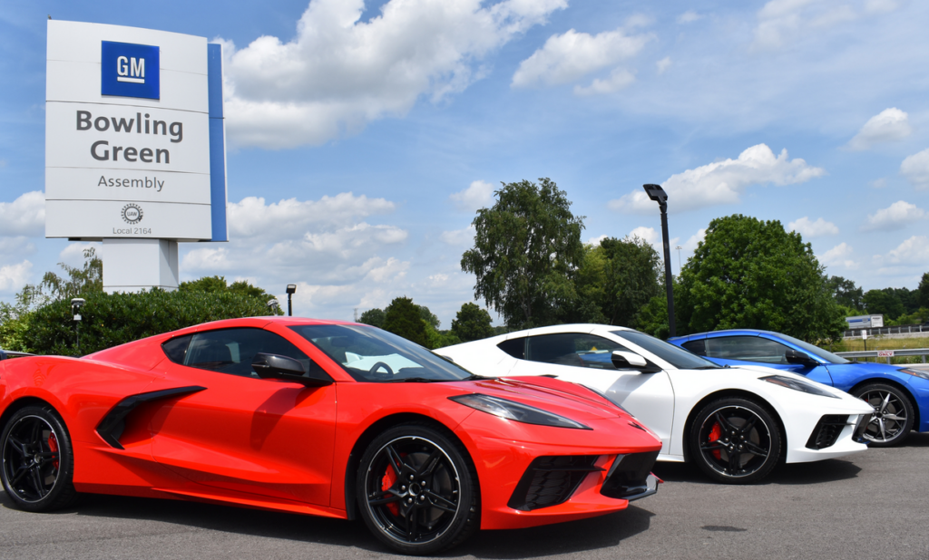 Corvette's in front of the General Motors assembly plant in Bowling Green KY