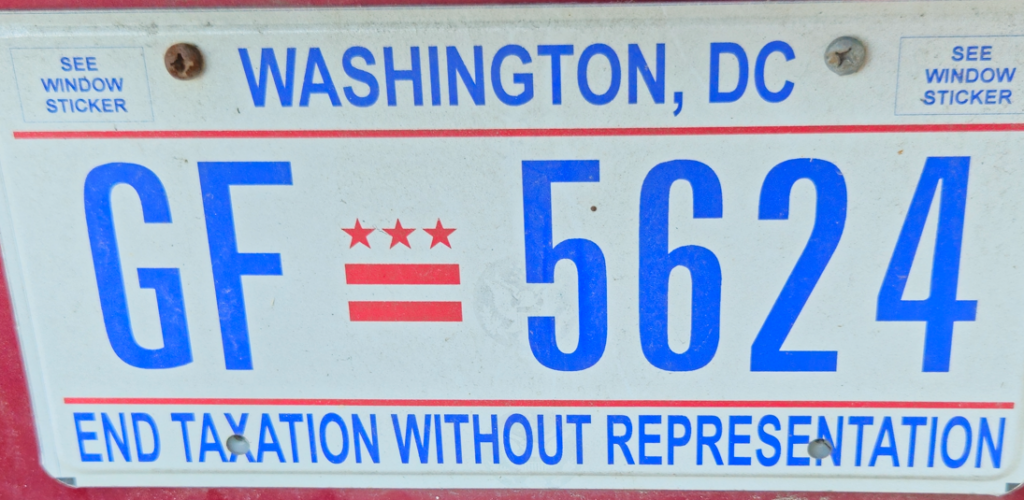 License plate from Washington, District of Columbia