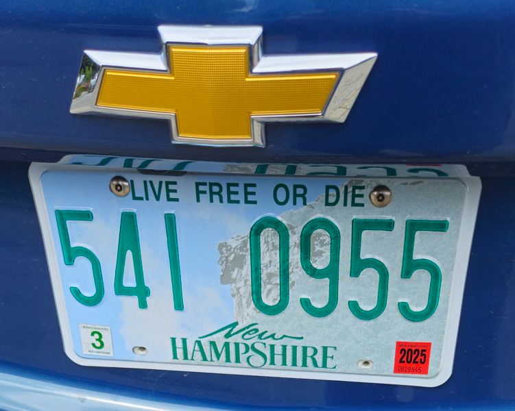 License plate from New Hampshire