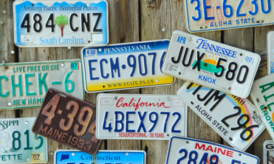 Various license plates from across the USA