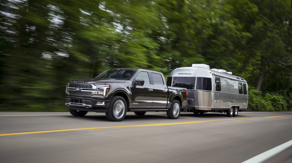 2024 Ford F-150 Platinum Super Crew towing an Airstream RV