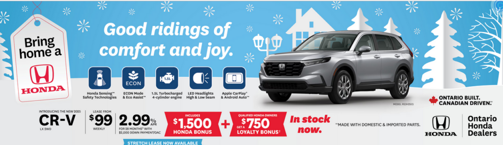 Special lease offer from Honda Canada Finance on a 2025 Honda CR-V