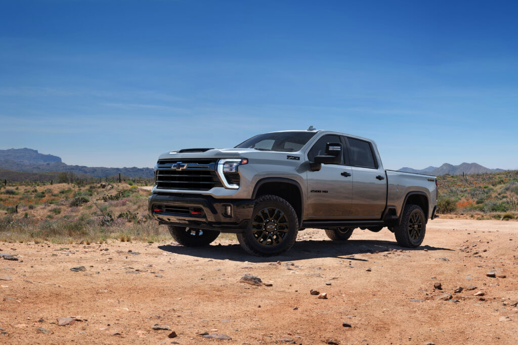 2025 Chevrolet Silverado HD Trail Boss front three-quarter view.