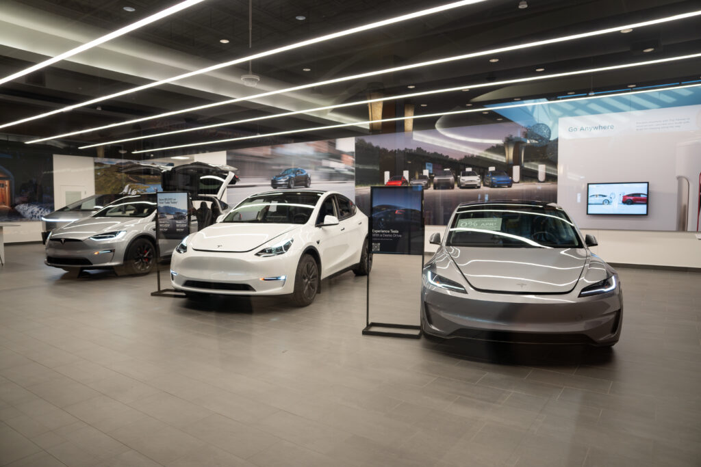 Tesla Cars In Showroom Of The Lime Ridge Mall (Photo By Shay Markowitz)