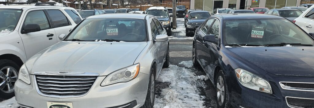 Cars on a used car lot