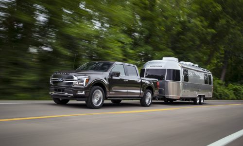 2024 Ford F-150 Platinum Super Crew towing an Airstream RV