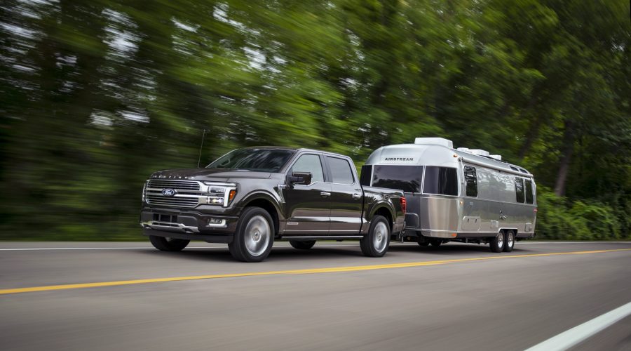 2024 Ford F-150 Platinum Super Crew towing an Airstream RV