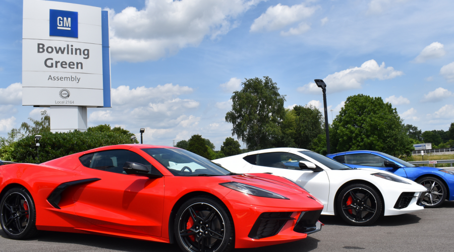 Corvette's in front of the General Motors assembly plant in Bowling Green KY