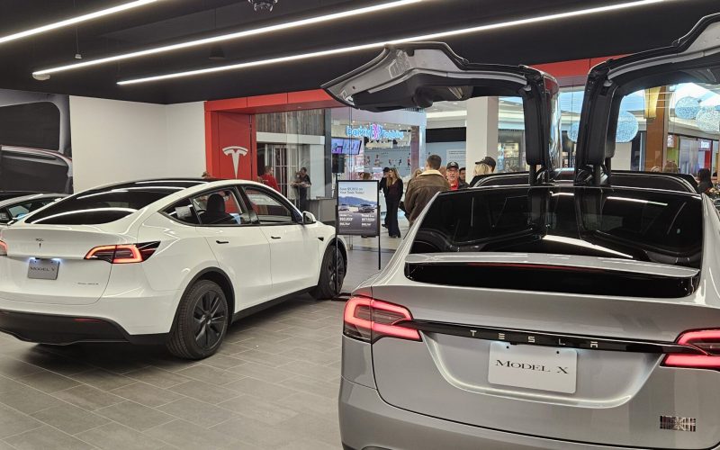 Tesla vehicles at the Sales Centre in Limeridge Mall Hamilton Ontario