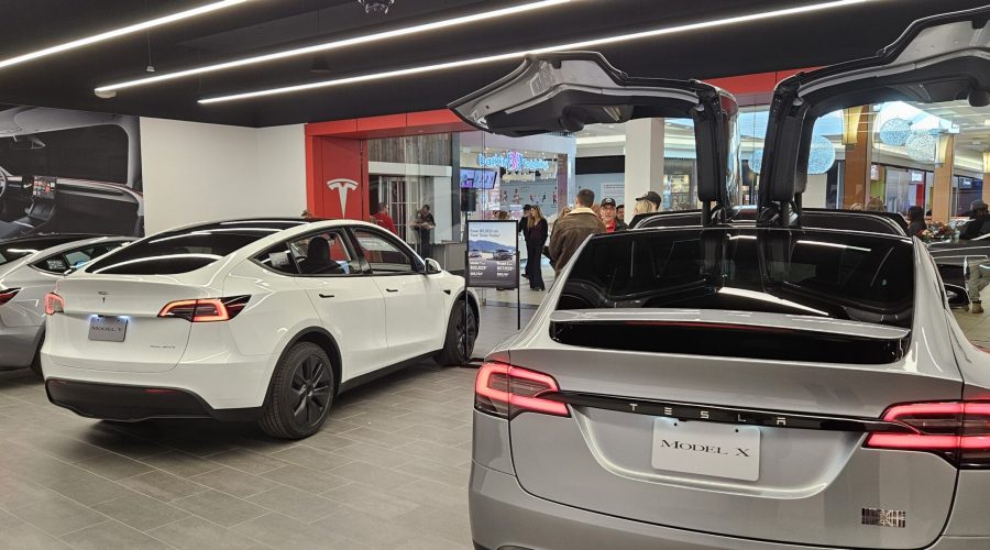 Tesla vehicles at the Sales Centre in Limeridge Mall Hamilton Ontario