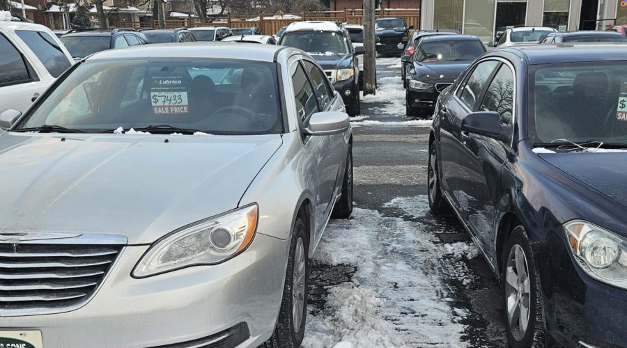 Cars on a used car lot